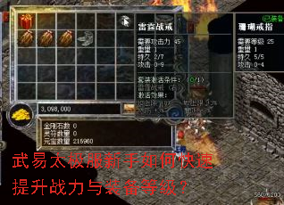 武易太极服新手如何快速提升战力与装备等级? 武易太极服新手如何快速提升战力与装备等级?